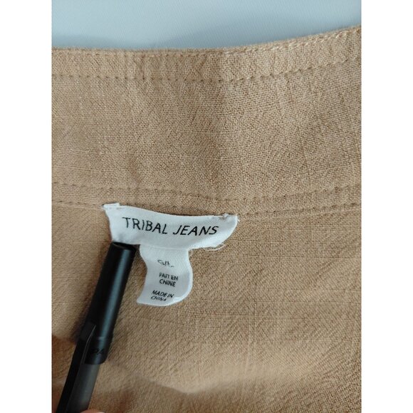 Tribal Jeans Womens Button-Down Long Sleeve Blouse In Light Brown - Picture 5 of 6